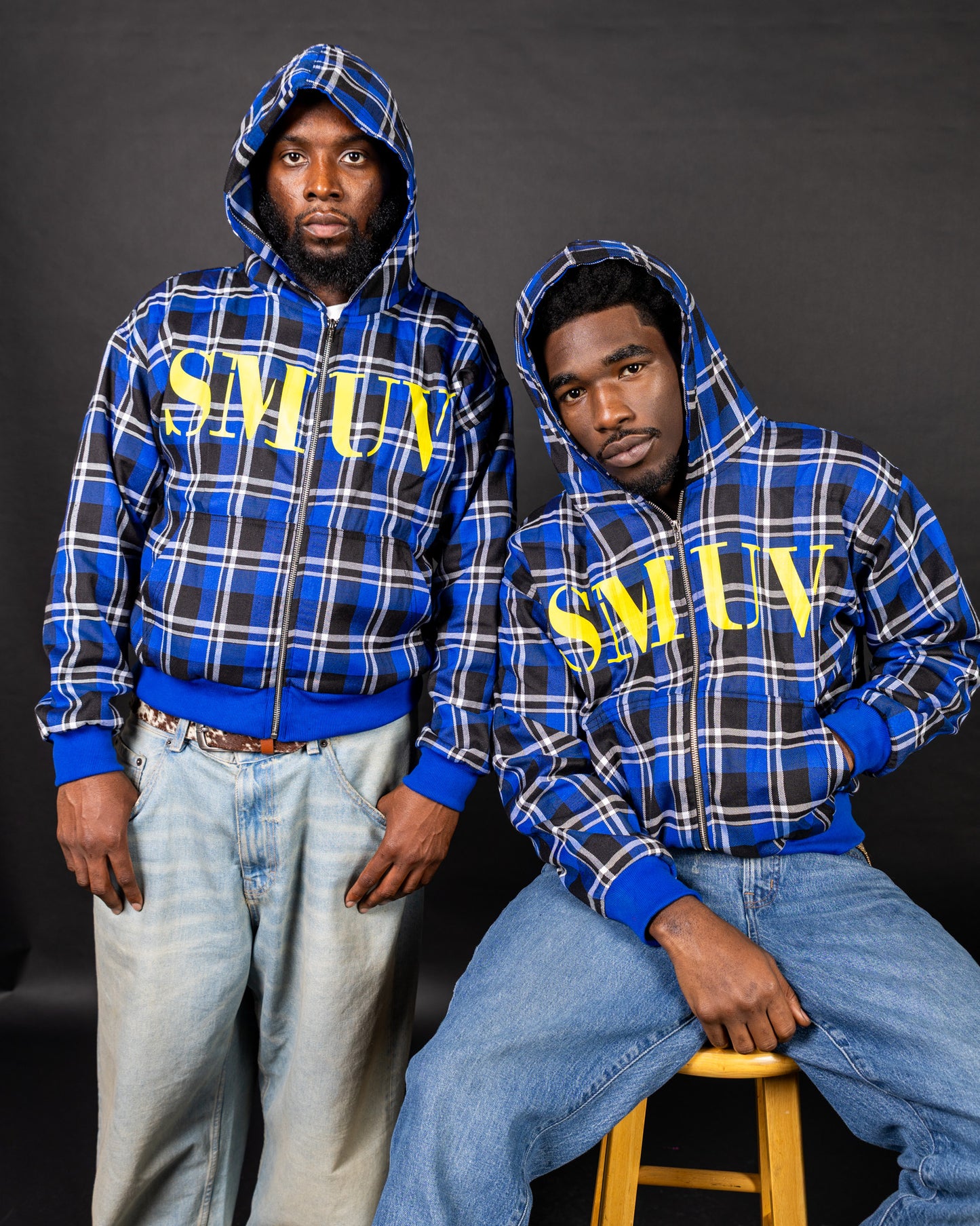 Blue Plaid Smuv Zip Up