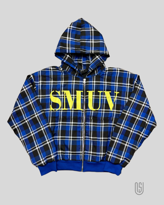 Blue Plaid Smuv Zip Up